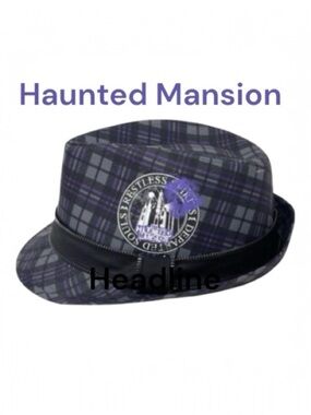 Haunted Mansion Plaid Fedora Hat in Purple and Black